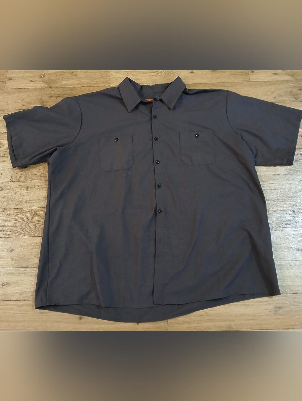 4XL Short-Sleeve Red Kap  Button-Up Work Shirt - Charcoal Brown